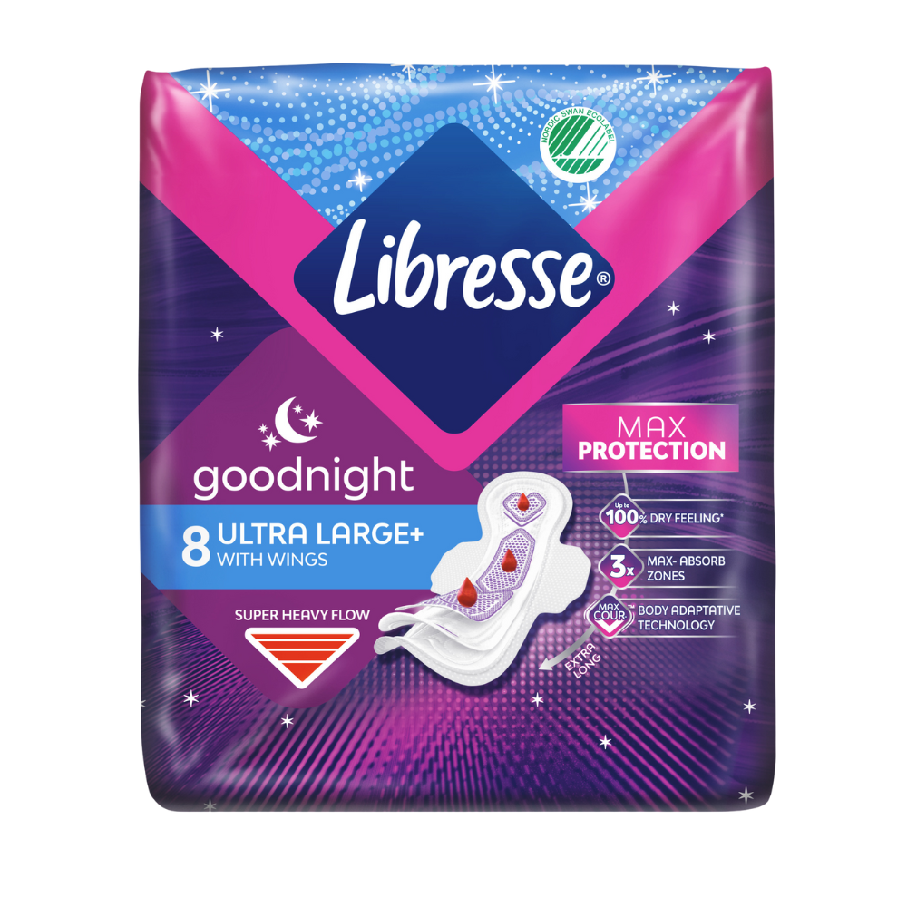 Absorbante cu aripioare Goodnight Max Protection, Ultra X-Large, 8 bucati, Libresse