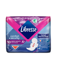 Absorbante cu aripioare Comfort & Security, Maxi Goodnight, 10 bucati, Libresse