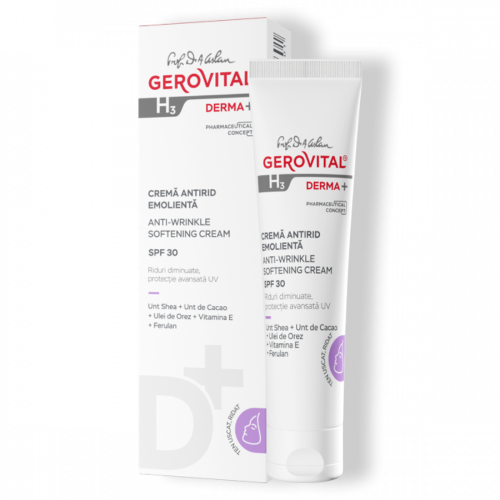 Crema antirid emolienta SPF 30 H3 Derma+, 30 ml, Gerovital