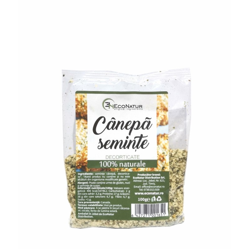 Seminte de canepa decorticate, 100 g, EcoNatur