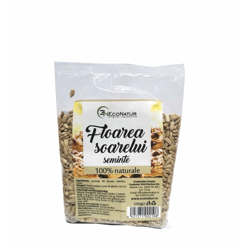 Seminte de floarea soarelui, 150 g, EcoNatur