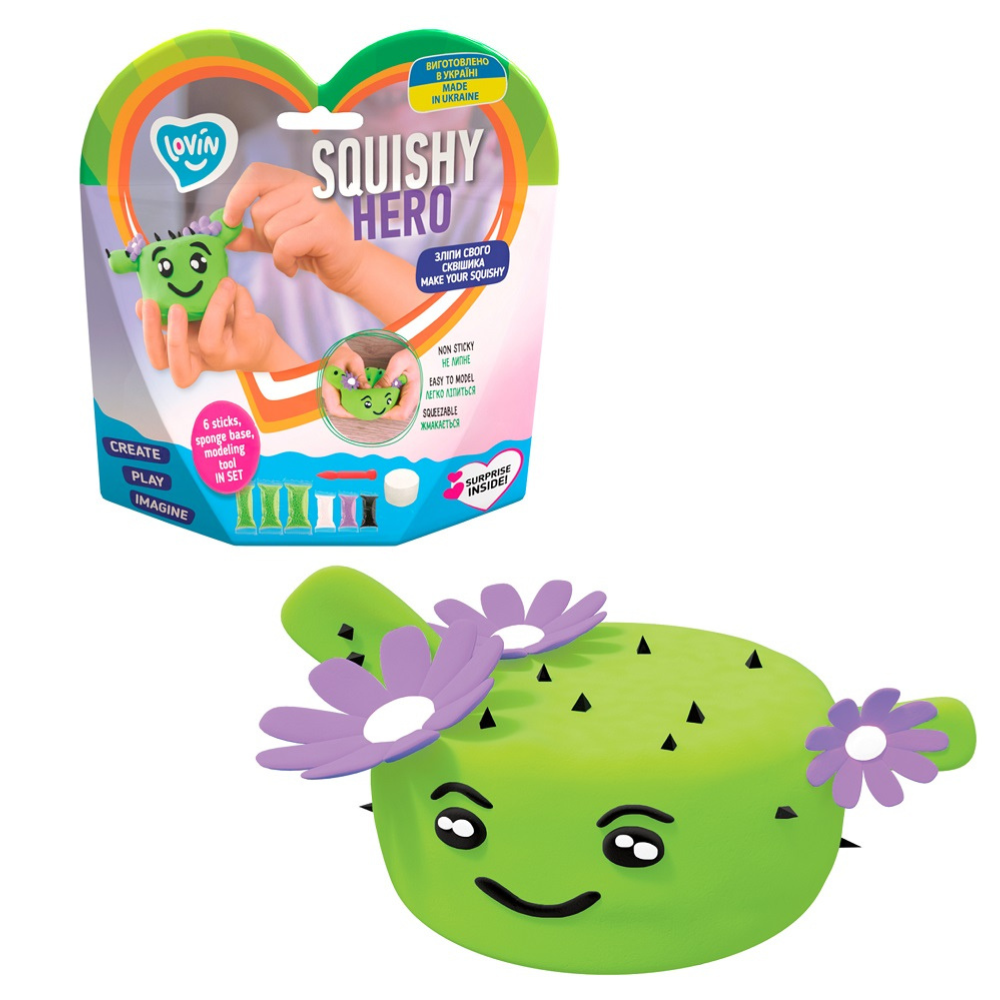 Set cu argila usoara pentru modelaj Lovin'do Air Clay Squishy Hero, 3+ ani, Cactusita, Okto