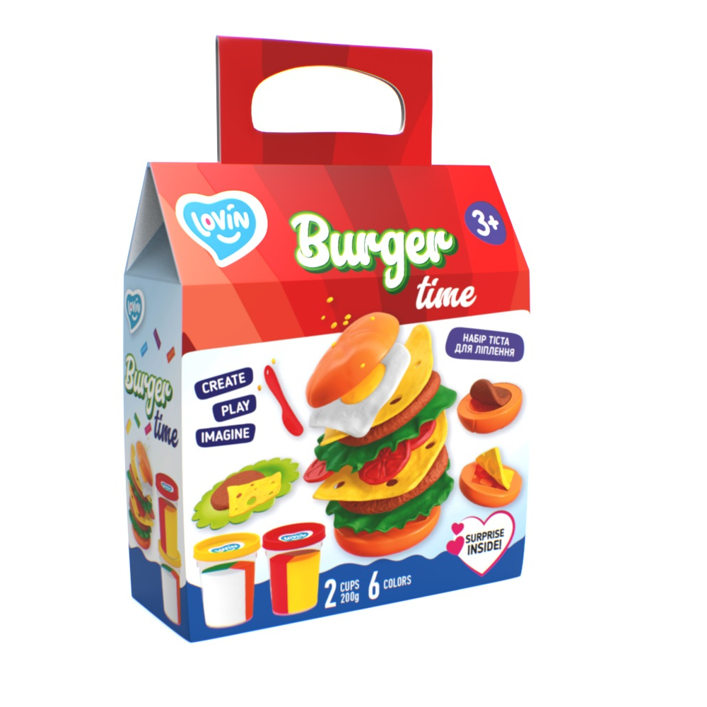 Set plastilina Burger Time Lovin'Do, +3 ani, 6 culori, Okto