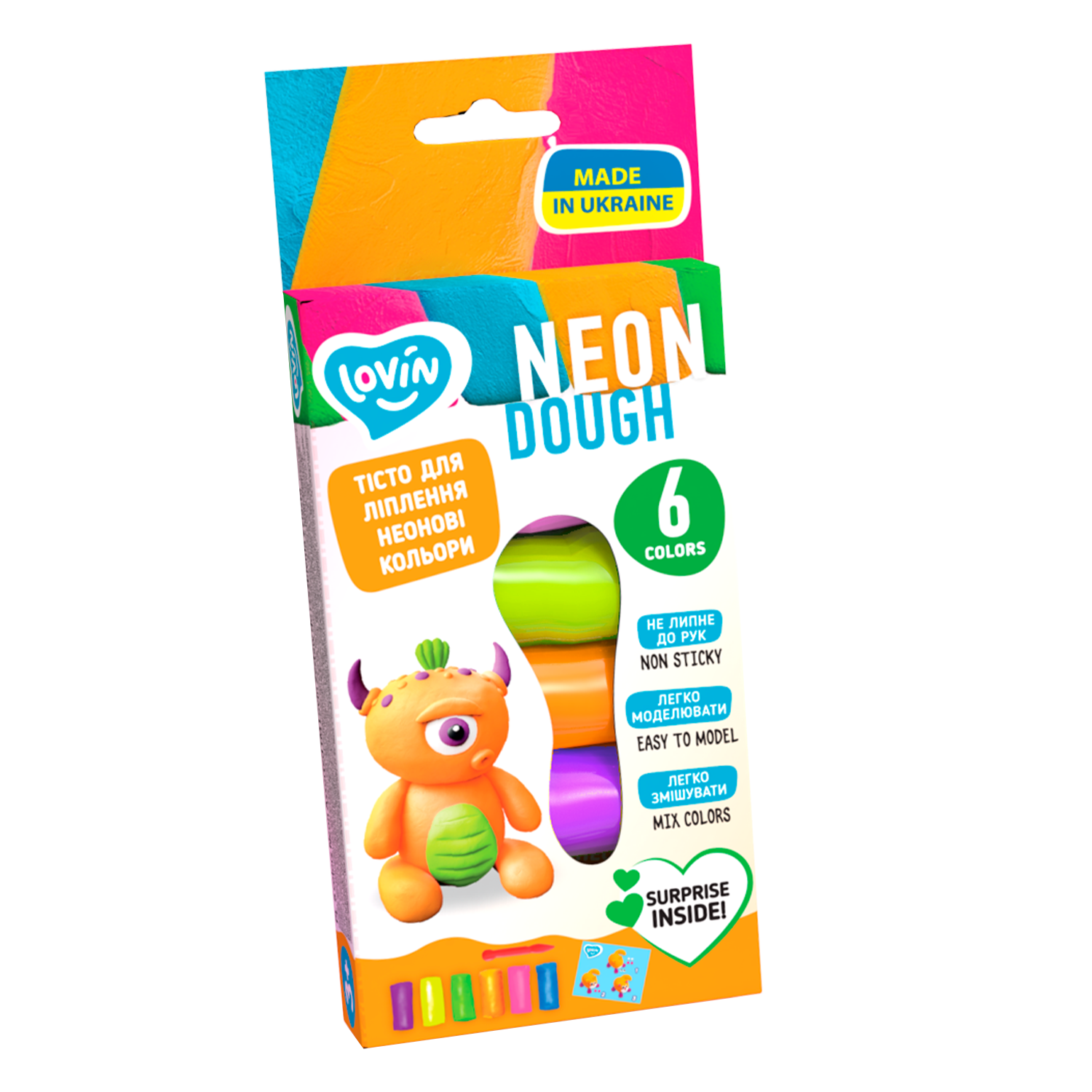 Set plastilina Neon Lovin'Do, +3 ani, 6 culori, Okto