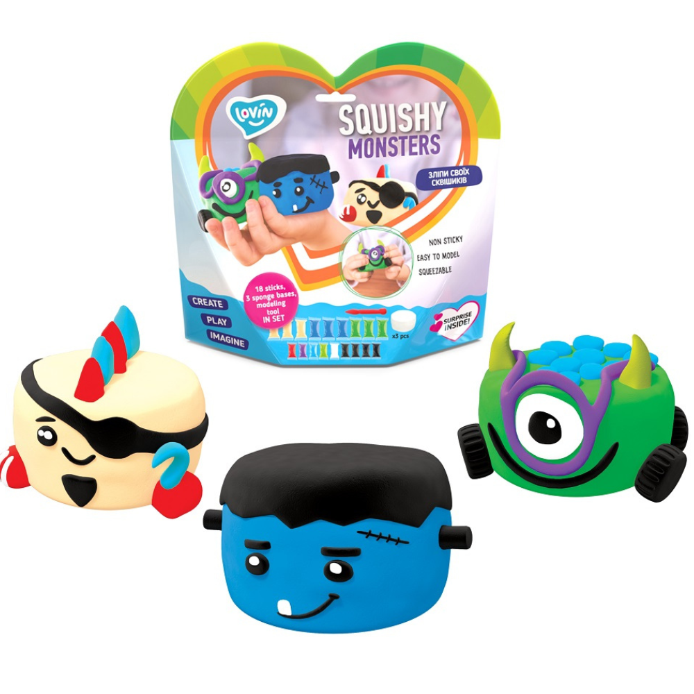 Set pentru modelaj Lovin'do Air Clay Squishy Monster, 18 culori, Okto