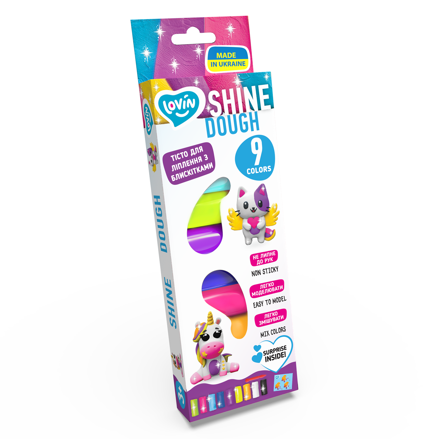 Set plastilina Lovin'Do, +3 ani, 9 culori, Shine, Okto