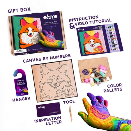 Set de colorat cu lut, 29 x 29 cm, +5 ani, Fox, Okto 580270