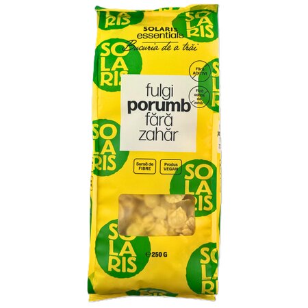 Fulgi de porumb fara adaos de zahar, 250 g, Solaris