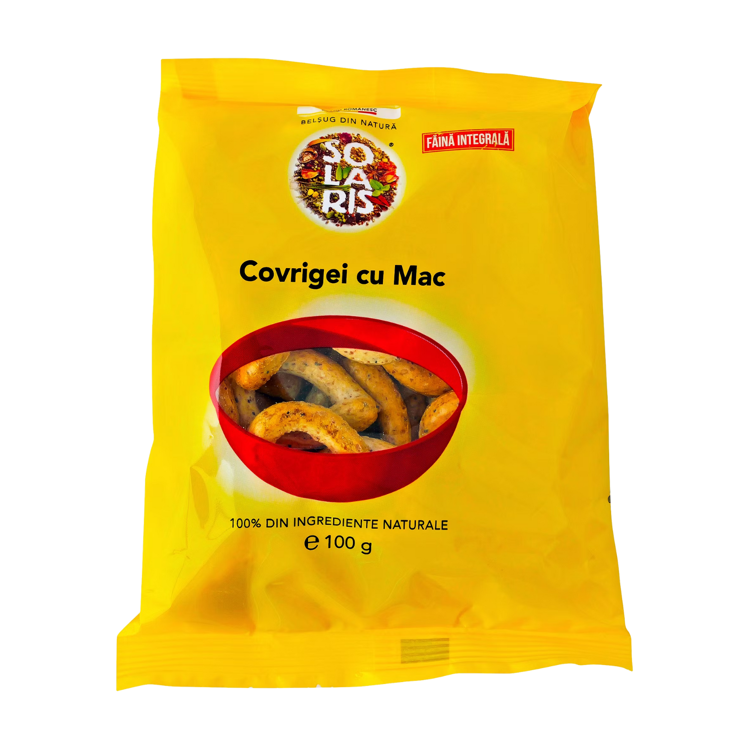 Covrigei din faina integrala si mac, 100 g, Solaris