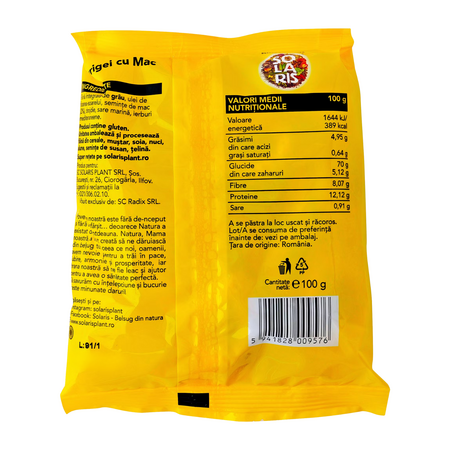 Covrigei din faina integrala si mac, 100 g, Solaris 747207