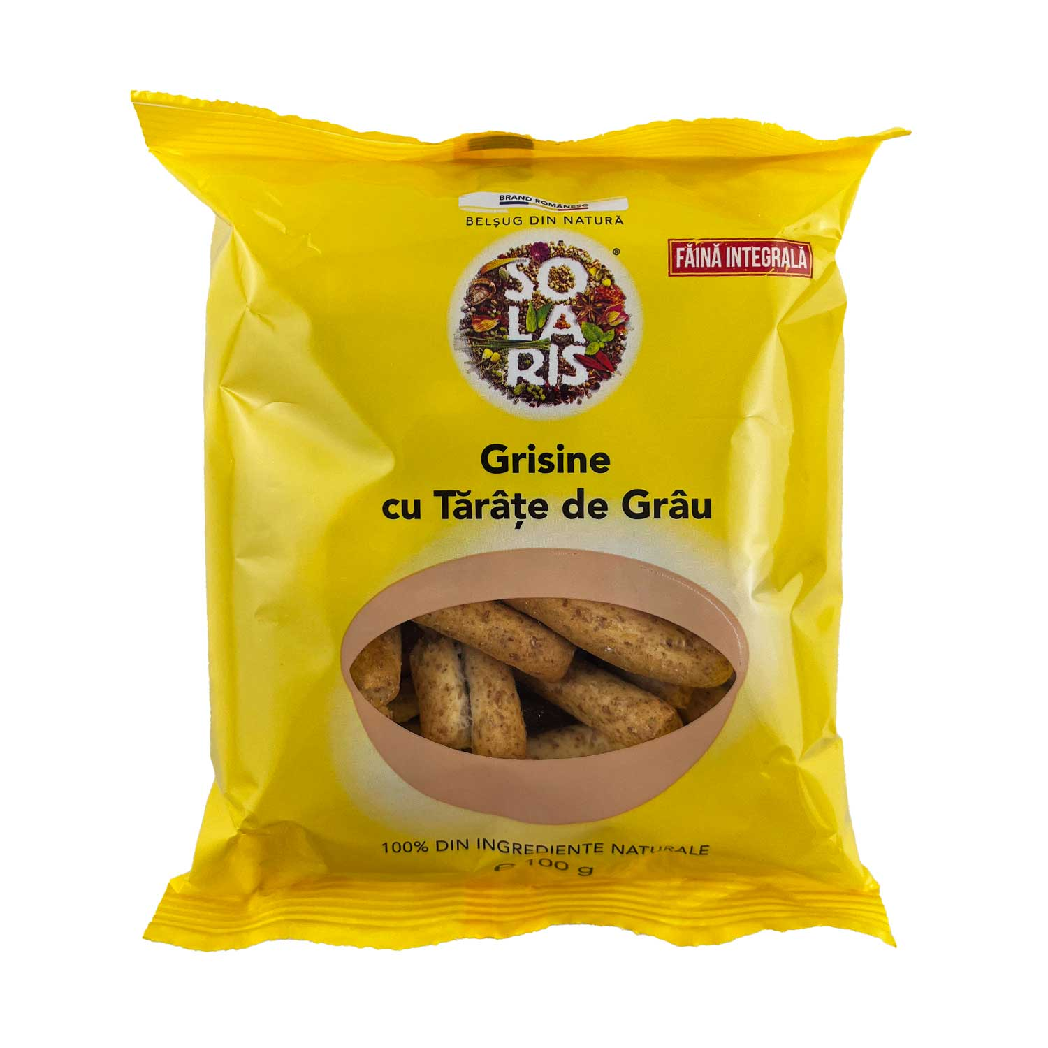 Grisine cu faina integrala si tarate de grau, 100 g, Solaris