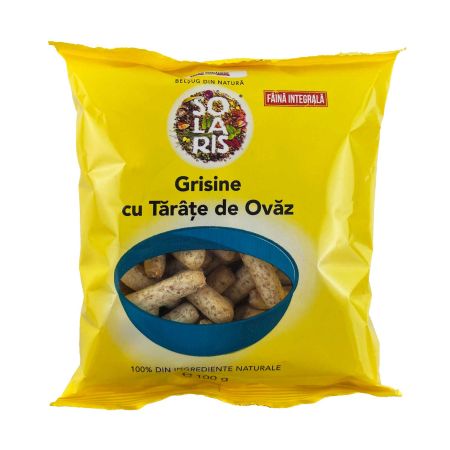 Grisine cu faian integrala si tarate de ovaz, 100 g, Solaris