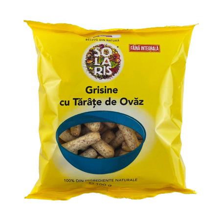 Grisine cu faian integrala si tarate de ovaz, 100 g, Solaris