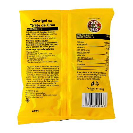 Covrigei cu tarate de grau, 100 g, Solaris 747192