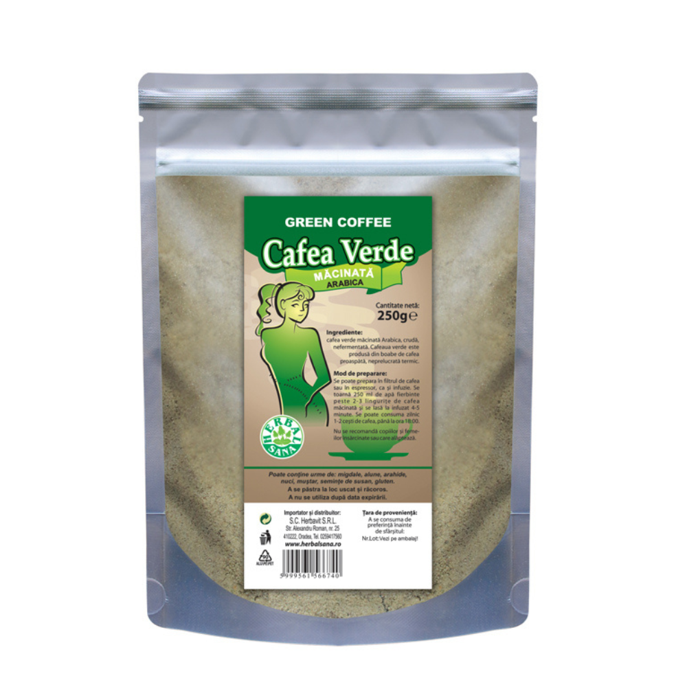 Cafea verde macinata, 250 g, Herbal Sana