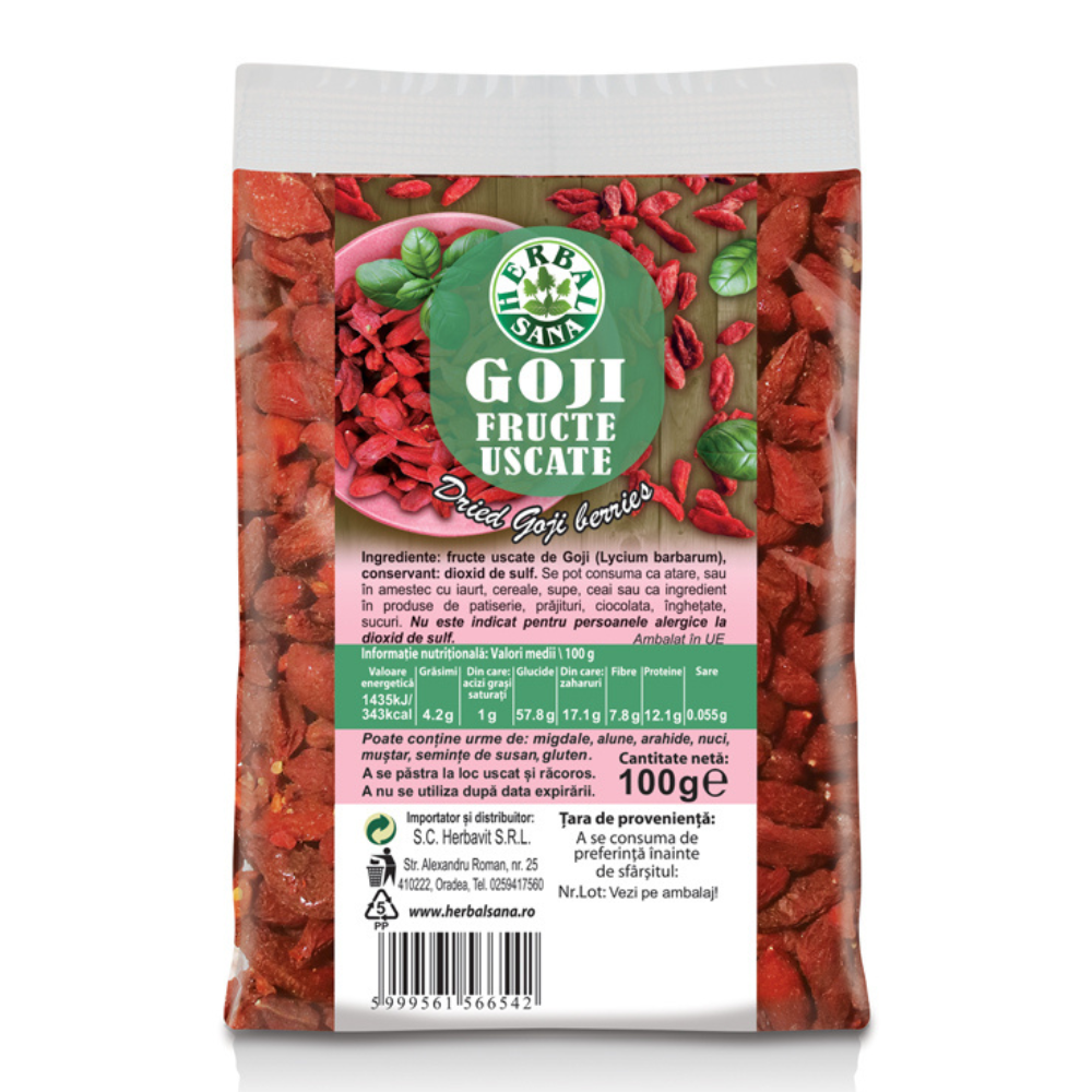 Goji fructe uscate, 100 g, Herbal Sana