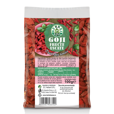 Goji fructe uscate, 100 g, Herbal Sana