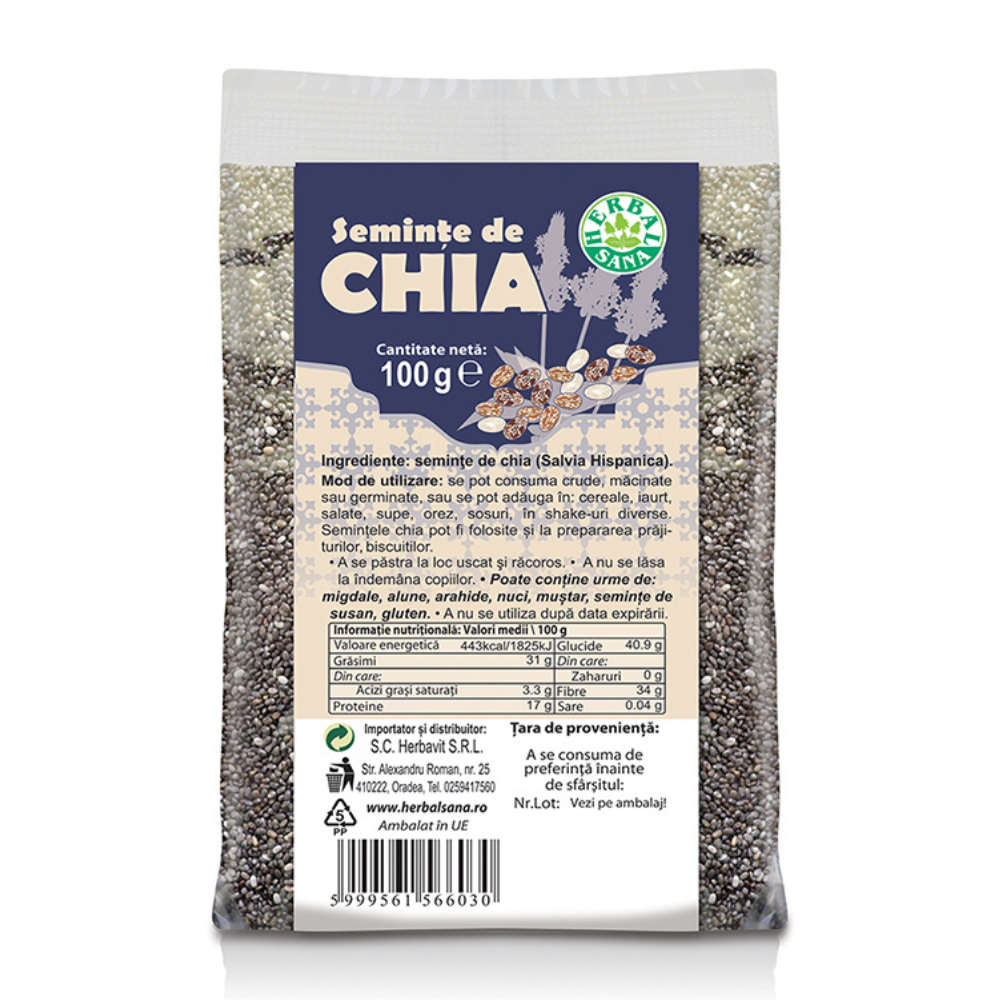 Seminte de chia, 100 g, Herbal Sana