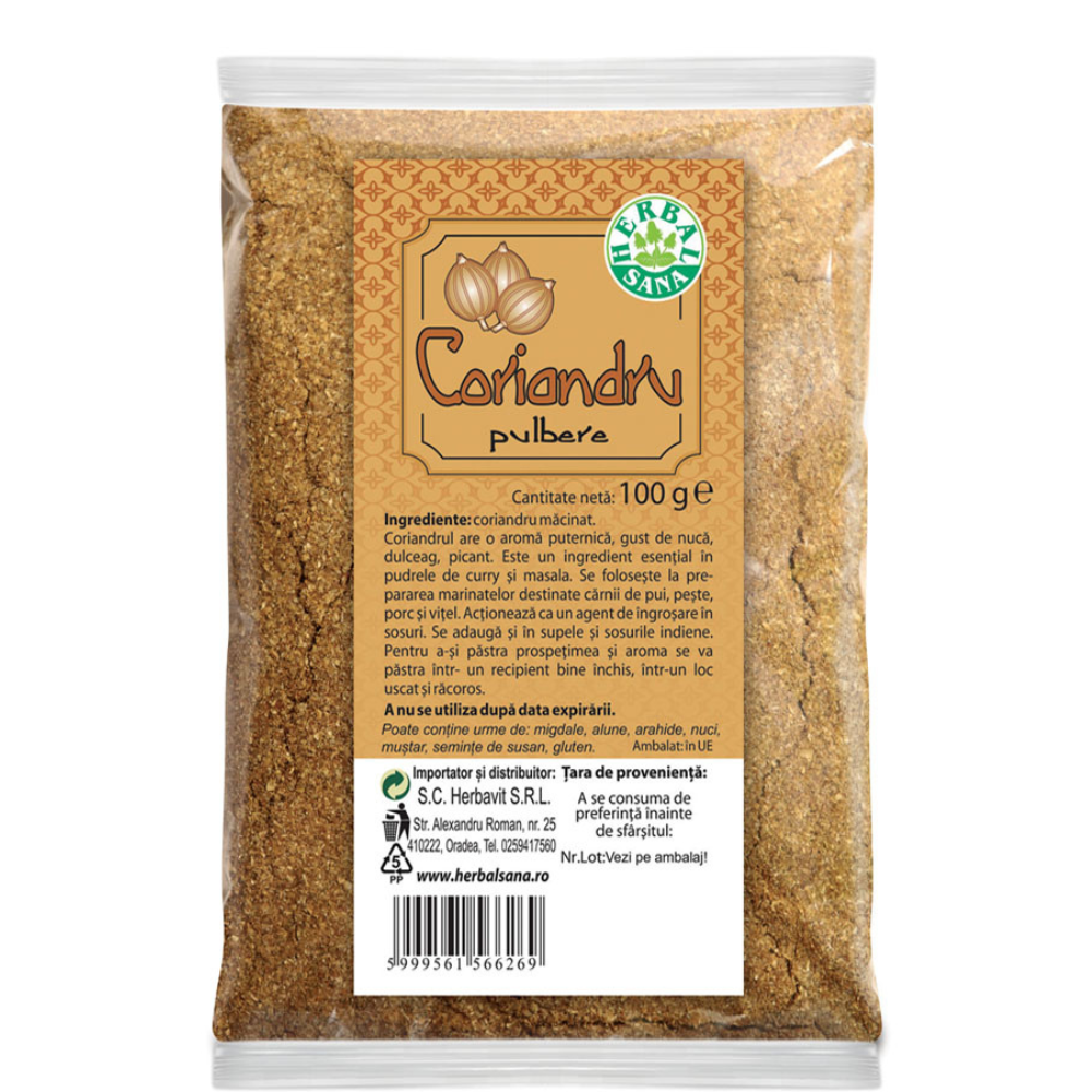 Coriandru pulbere, 100 g, Herbal Sana