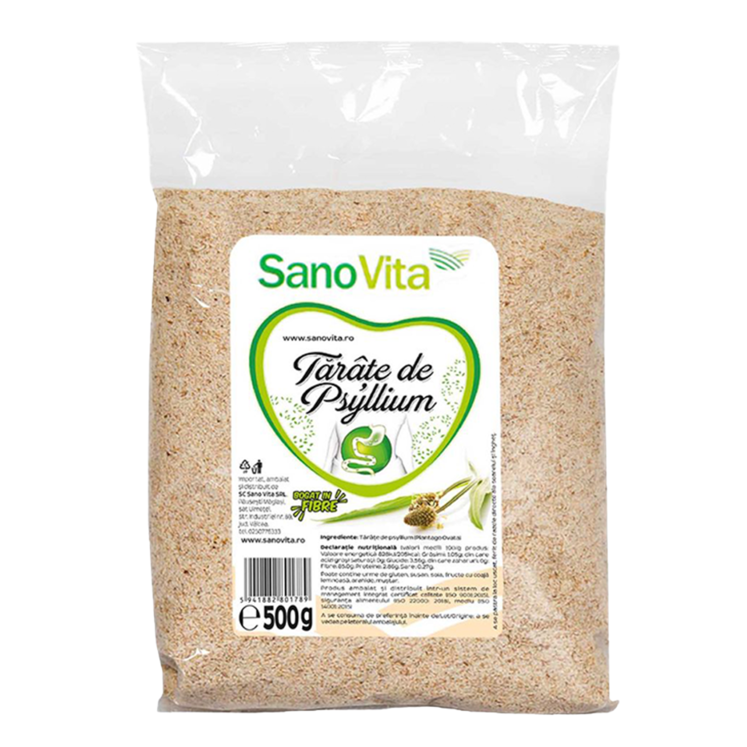 Tarate de Psyllium, 500 g, Sanovita