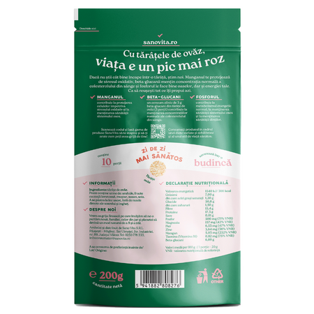 Tarate de ovaz, 500 g, Sanovita 809841