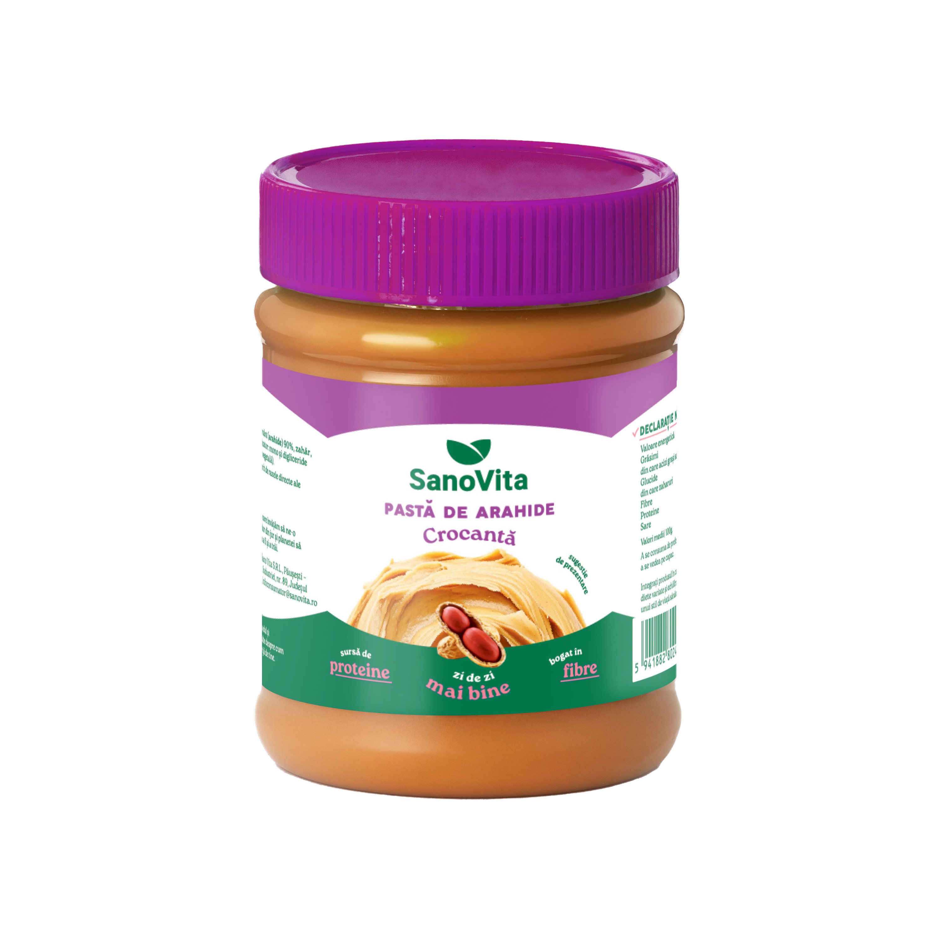 Pasta de arahide crocanta, 375 ml, Sanovita