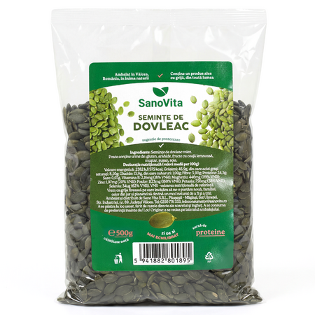 Eticheta Produs Seminte de dovleac miez, 100 g, Sanovita