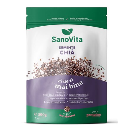 Seminte de chia, 500 g, Sanovita