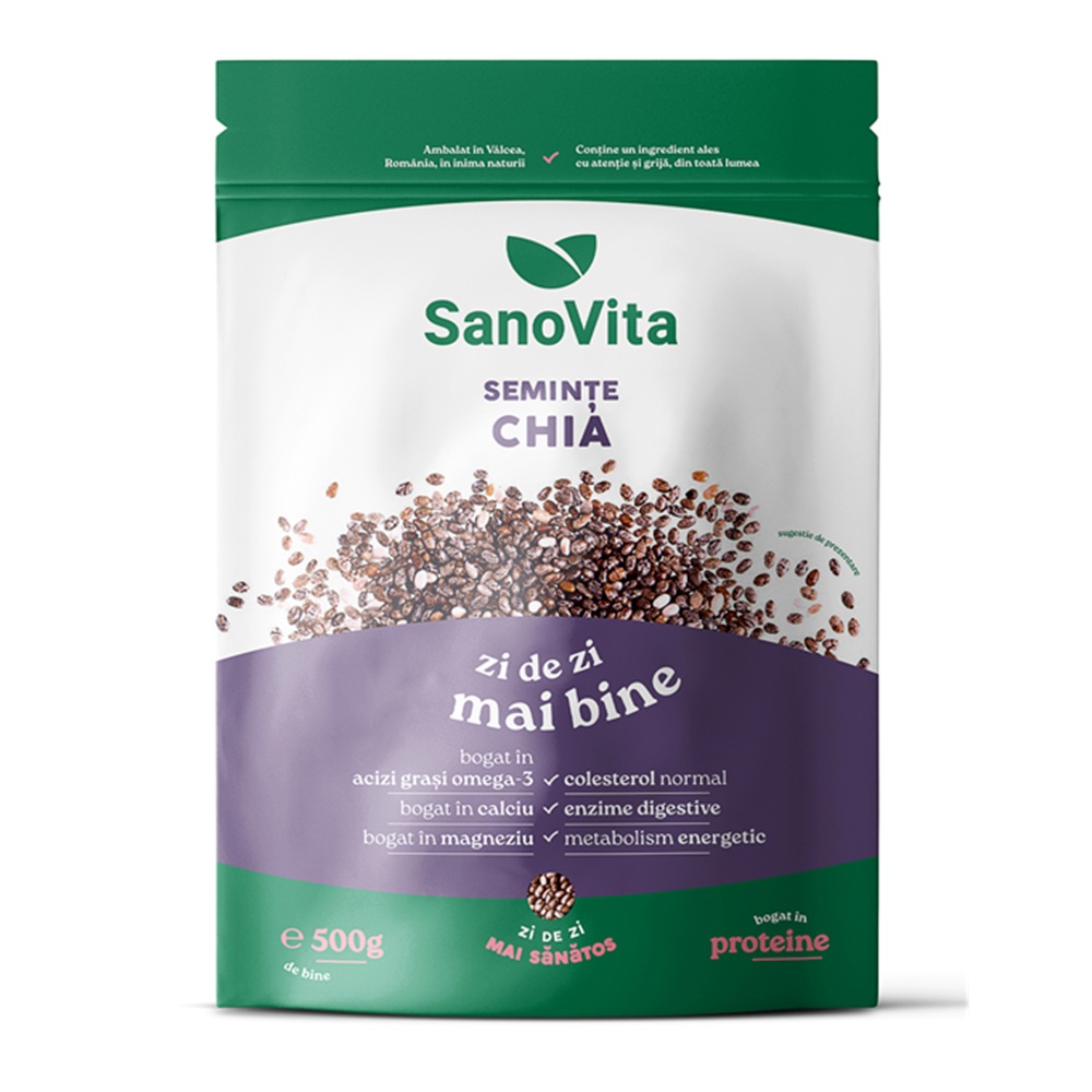 Seminte de chia, 500 g, Sanovita