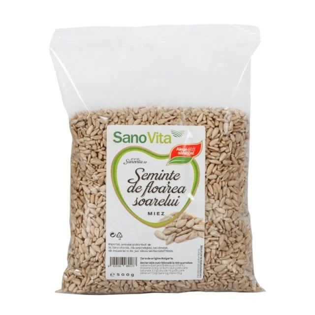 Seminte de floarea soarelui, 500 g, Sanovita