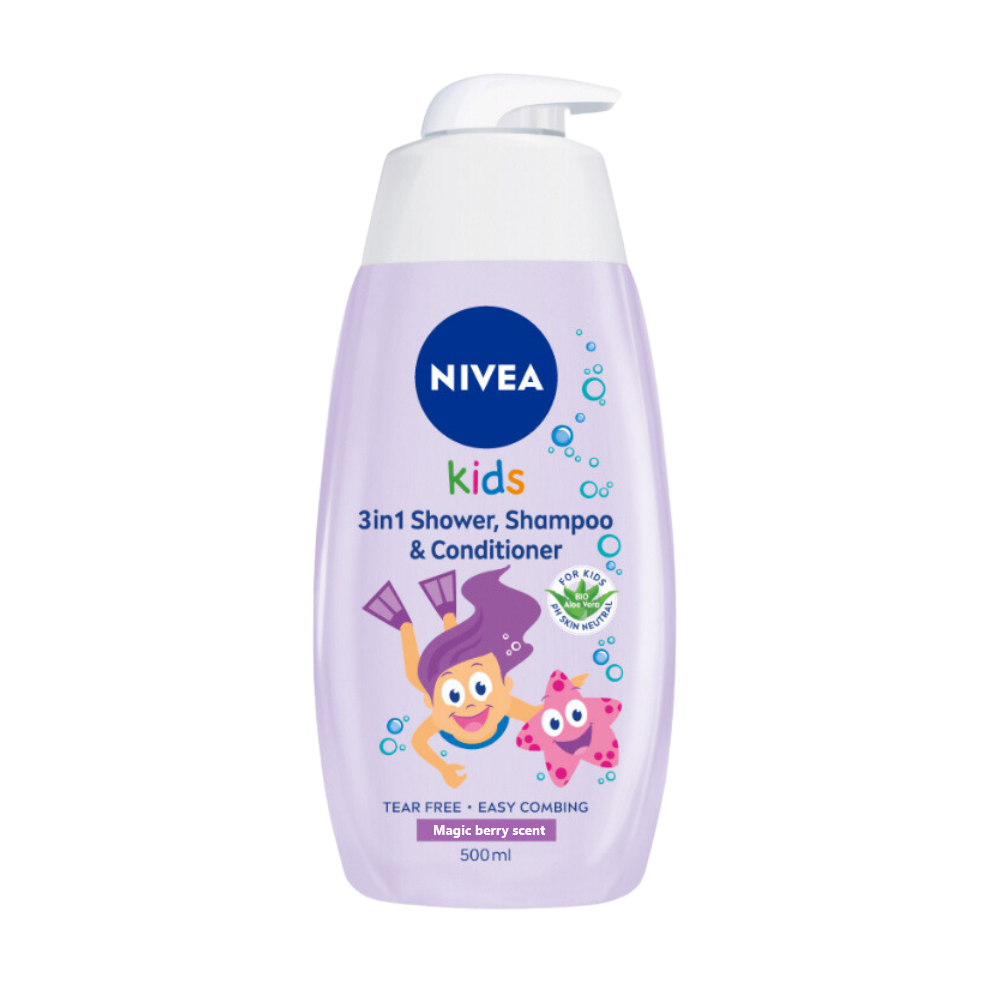 Sampon si gel de dus pentru fetite Kids, 500 ml, Nivea