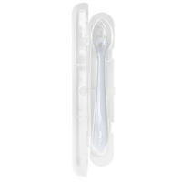 Lingurita din silicon cu carcasa de protectie, +4 luni, Blue, Kikka Boo