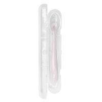 Lingurita din silicon cu carcasa de protectie, +4 luni, Pink, Kikka Boo