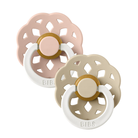Set 2 suzete fosforescente cu tetina rotunda Boheme Glow Latex, +0 luni, Blush Glow - Vanilla Glow, Bibs 580680