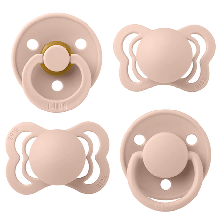 Set 4 suzete diferite din silicon si latex Try-it Collection, 0 luni+, 4 bucati, Blush, Bibs 583106