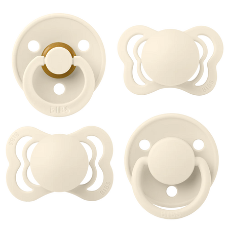 Set 4 suzete diferite din silicon si latex Try-it Collection, 0 luni+, Ivory, 4 bucati, Bibs 583099
