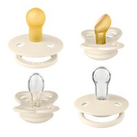 Set 4 suzete diferite din silicon si latex Try-it Collection, 0 luni+, Ivory, 4 bucati, Bibs