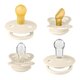 Set 4 suzete diferite din silicon si latex Try-it Collection, 0 luni+, Ivory, 4 bucati, Bibs 583096