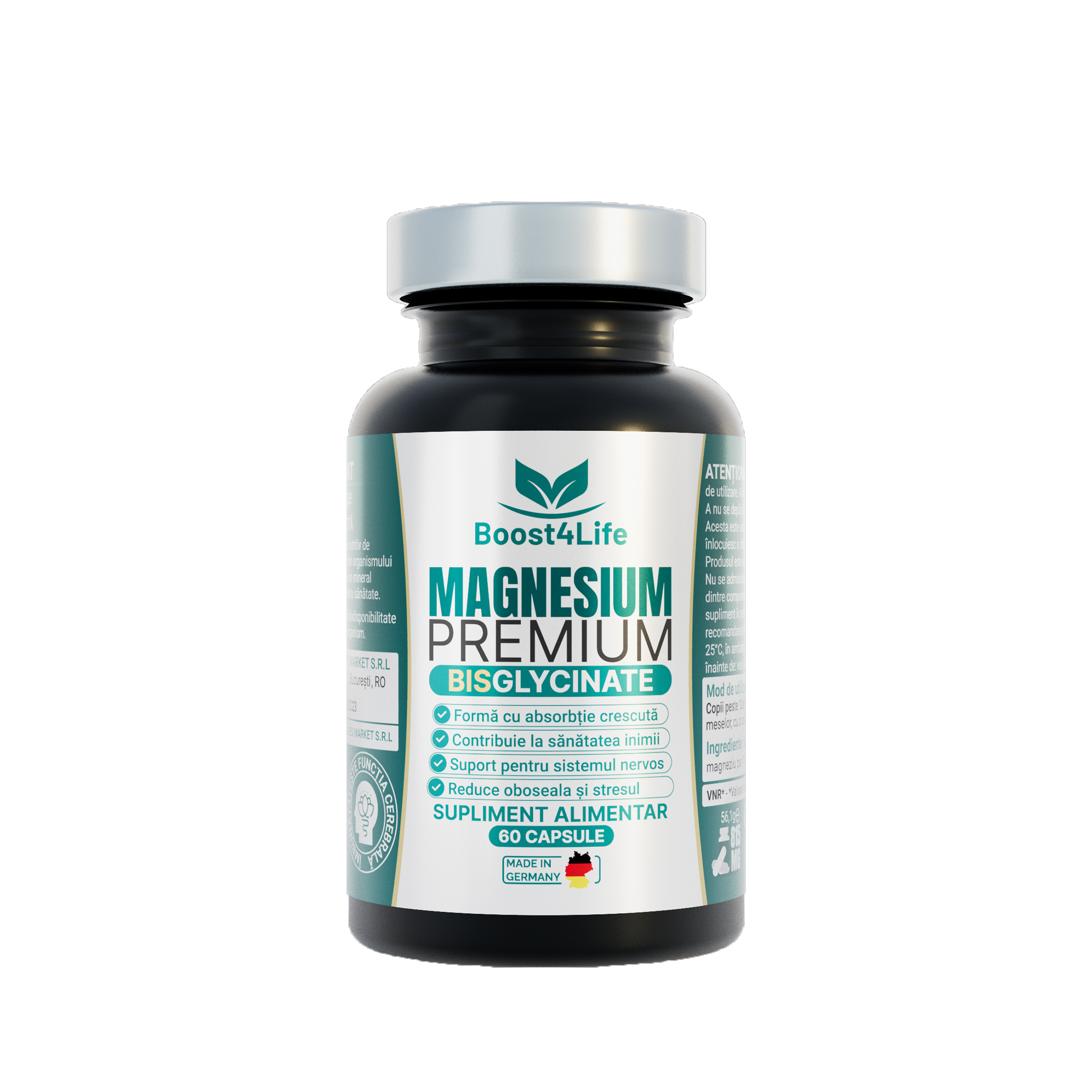 Magneziu Bisglicinat Premium, 60 capsule, Boost4Life