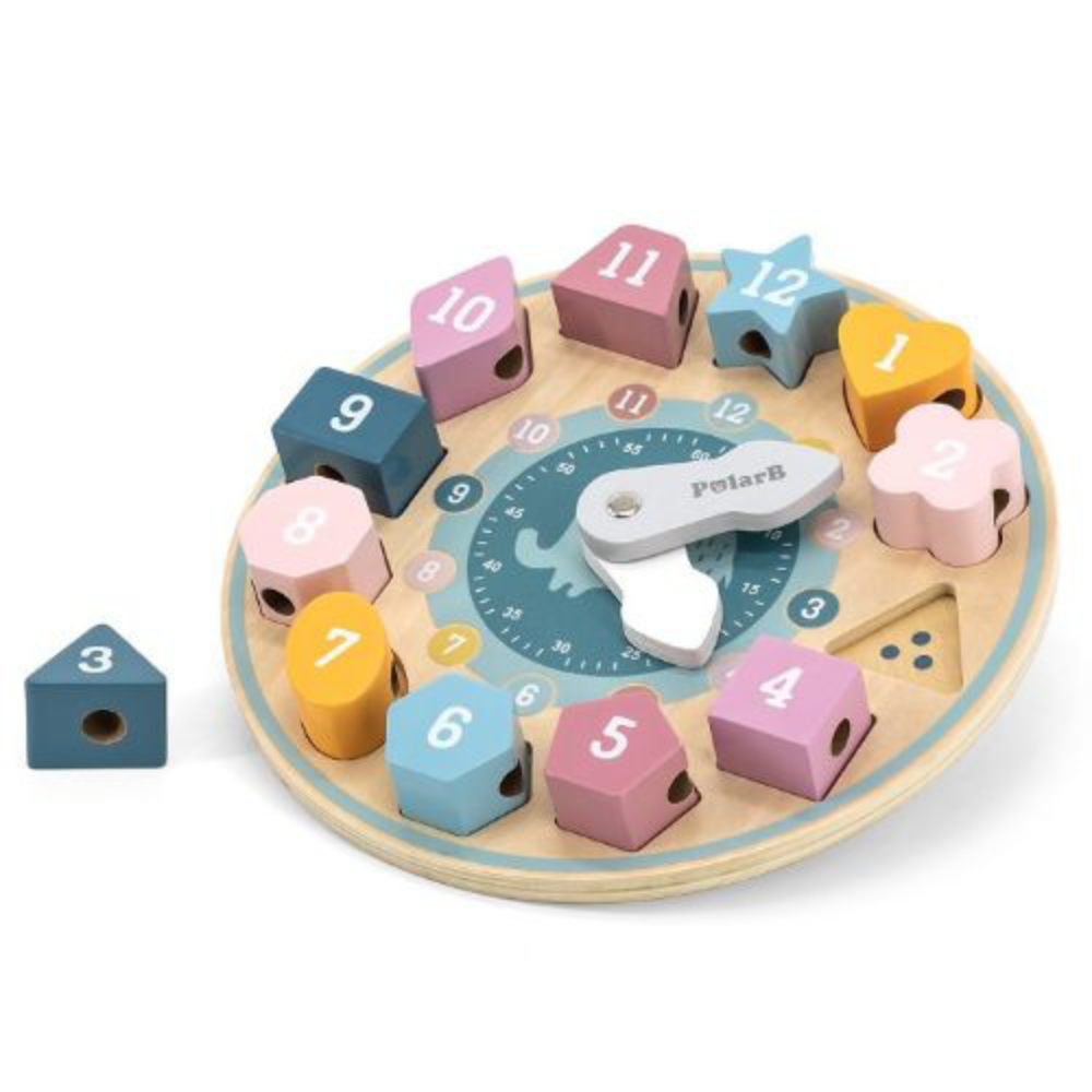 Ceas educativ cu forme geometrice PolarB, +18 luni, New Classic Toys