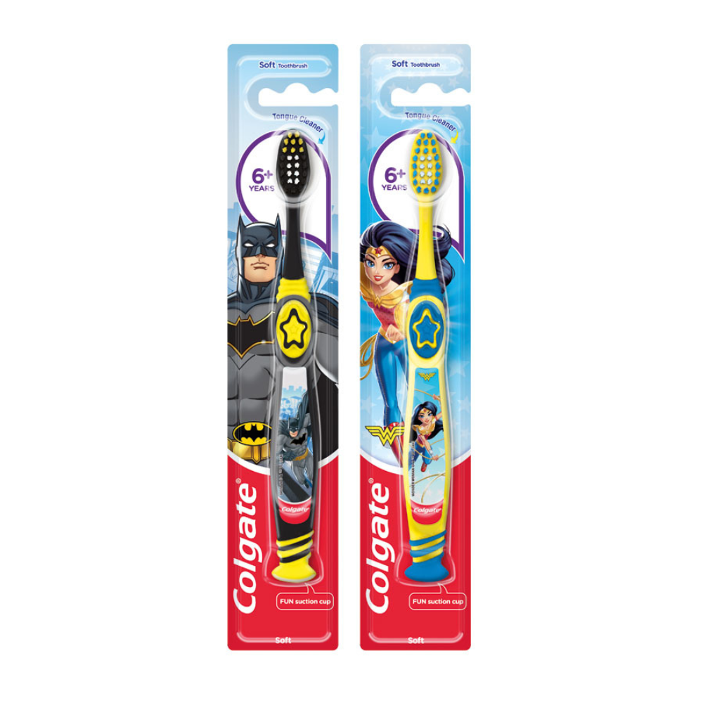 Periuta de dinti Batman/Wonder Woman, +6 ani, Soft, 1 bucata, Colgate