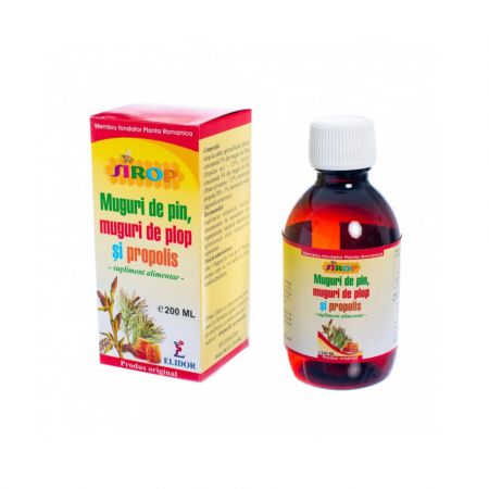 Sirop muguri de pin, muguri de plop si propolis, 200 ml, Elidor