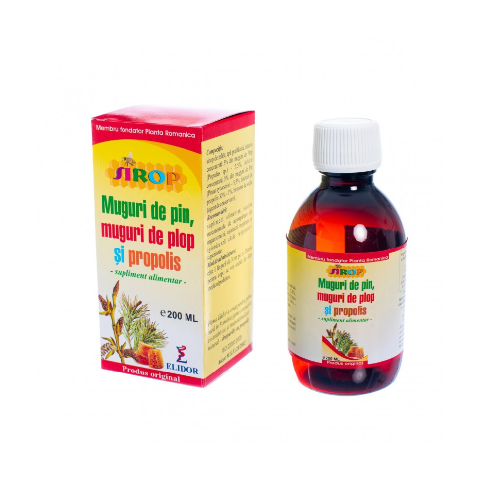 Sirop muguri de brad si propolis, 200 ml, Elidor