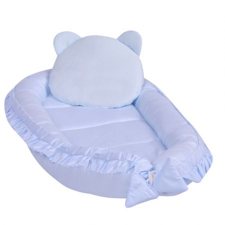 Babynest cu pernuta si volanase, Blue, E-Kids