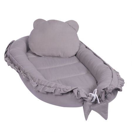 Babynest cu pernuta si volanase, Grey, E-Kids