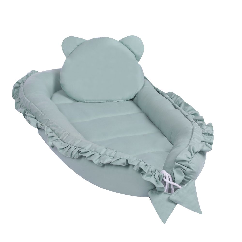 Baby Nest din bumbac cu pernuta, Mint, E-Kids