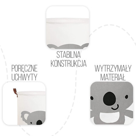 Cos din bumbac pentru jucarii, 35x45cm, Koala Gri, Sipo 614358