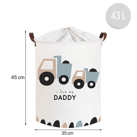 Cos din bumbac pentru jucarii Love Daddy, 35X45 cm, 1 bucata, Sipo 614367