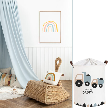 Cos din bumbac pentru jucarii Love Daddy, 35X45 cm, 1 bucata, Sipo 614365