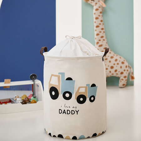 Cos din bumbac pentru jucarii Love Daddy, 35X45 cm, 1 bucata, Sipo 614377